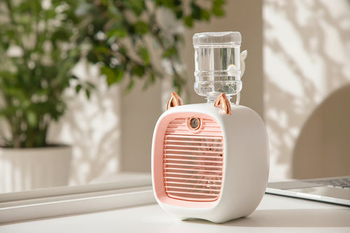 Portable Mini Air Cooler Fan With Spray Mist Function (1 Pc)